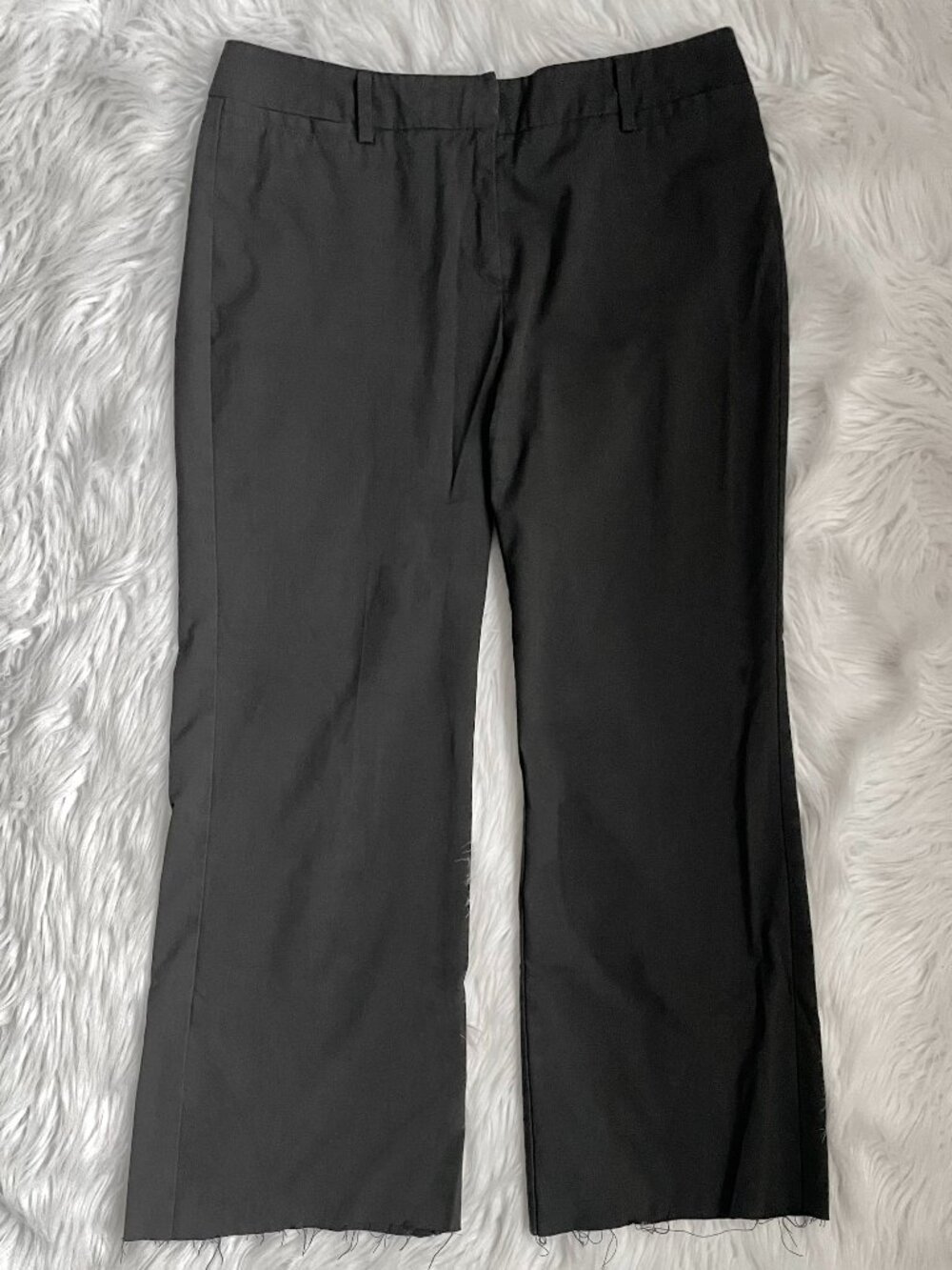 new york & company black wide leg trousers pants size 4 tall cropped